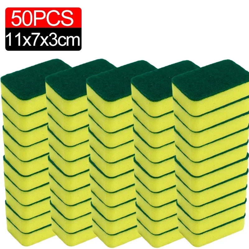 100/1Pcs Kitchen Dishwashing Sponge Soft Absorbent Clean Rub Pot Rust Scouring Pad Removing Kits Household Cleaning Brush Sponge