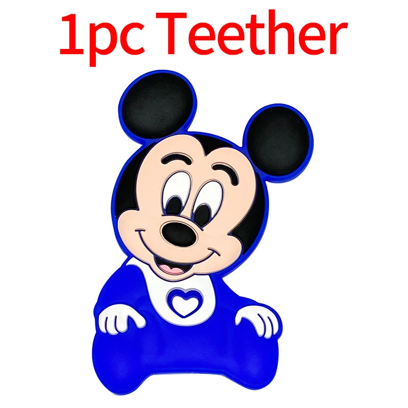 1/3/10pcs Silicone Mickey Teething Beads Food Grade Cartoon Shape Baby Teethers Toys DIY Pacifier Clips Chain Accessories