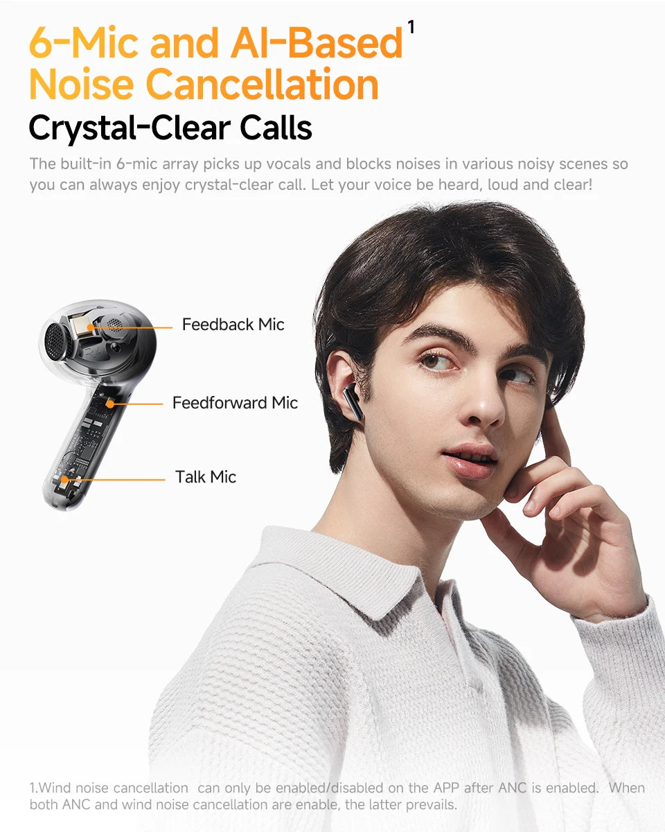 QCY HT10 AilyBuds Pro+ ANC | LDAC Hi-Res Audio | 6 Mic IA HD | 28H | Bluetooth 5.3 | Multipunto - Firu Total Sales
