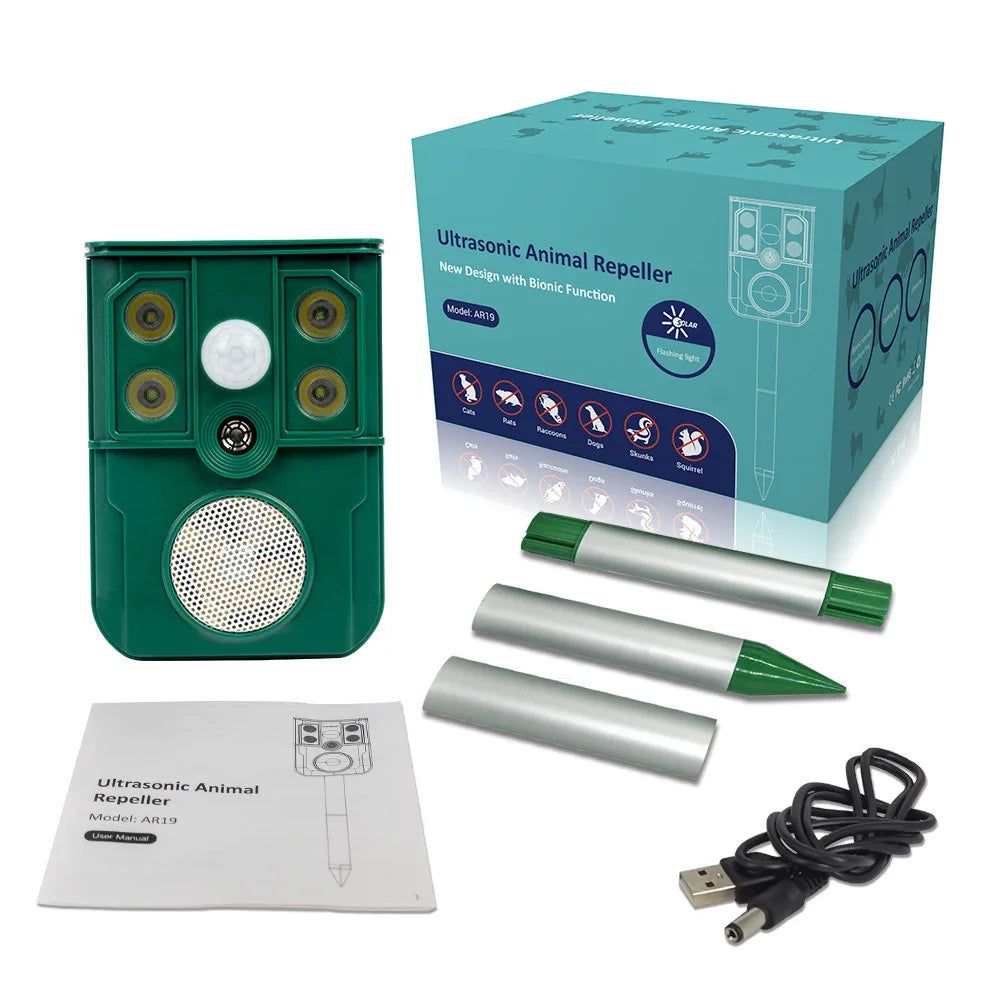 Smart Solar Ultrasonic Animal Repeller for Outdoor Use