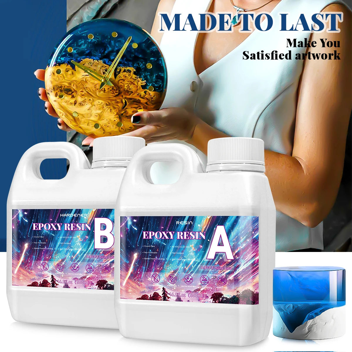 Resina Epoxi Autonivelante 500ML | Sin Burbujas | Mesas de Río y Joyería DIY ✨