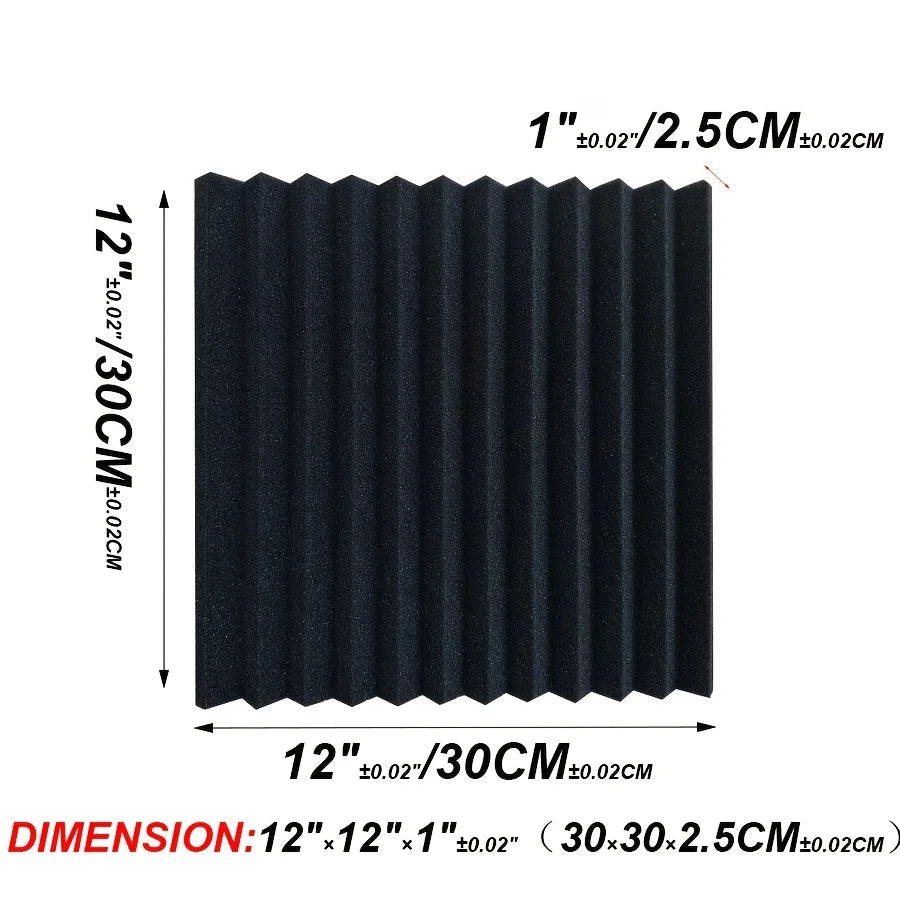 96 Pieces Black And Blue Absorption Sound Foam Boards 12x12x1 Inches for Recording Studios And Esports Rooms Noise Reduction