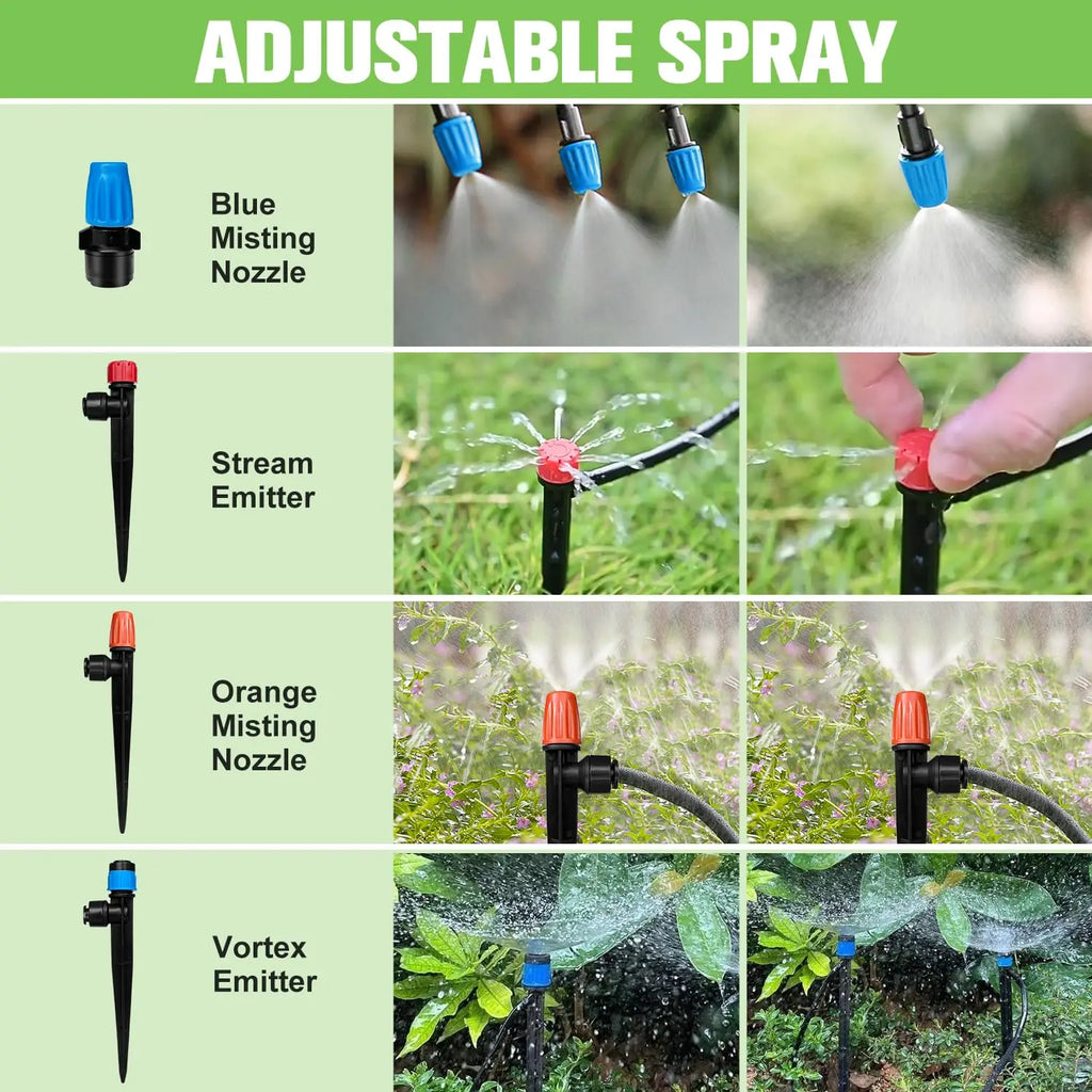 230FT Drip Irrigation System with 40 Nozzles, Adjustable Sprinklers for Garden, Greenhouse & Lawn