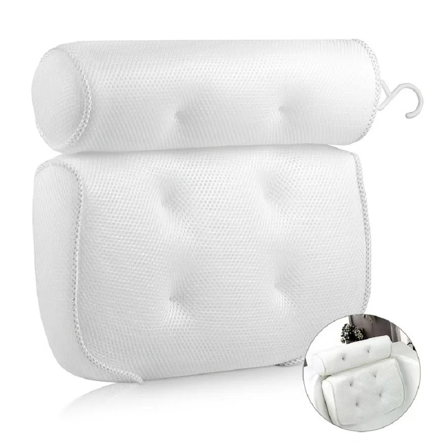 1 spa bathtub pillow with anti-slip suction cups for neck and back support, bathtub/bathroom accessory