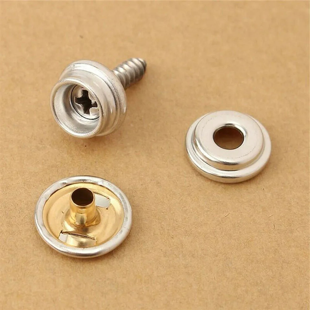 30pcs Stainless Steel Tapping Snap Fastener Kit Tent Marine Yacht Boat Canvas Cover Tools Sockets Buttons Car Canopy Accessories