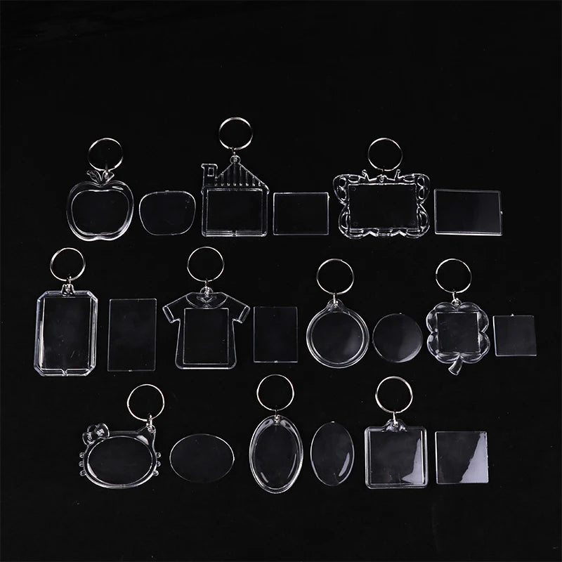 5pcs Blank Photo Frame Keychain Clear Acrylic Keyring Insert Photo Split Key Pendant DIY Key Holder Couple Anniversary Gifts