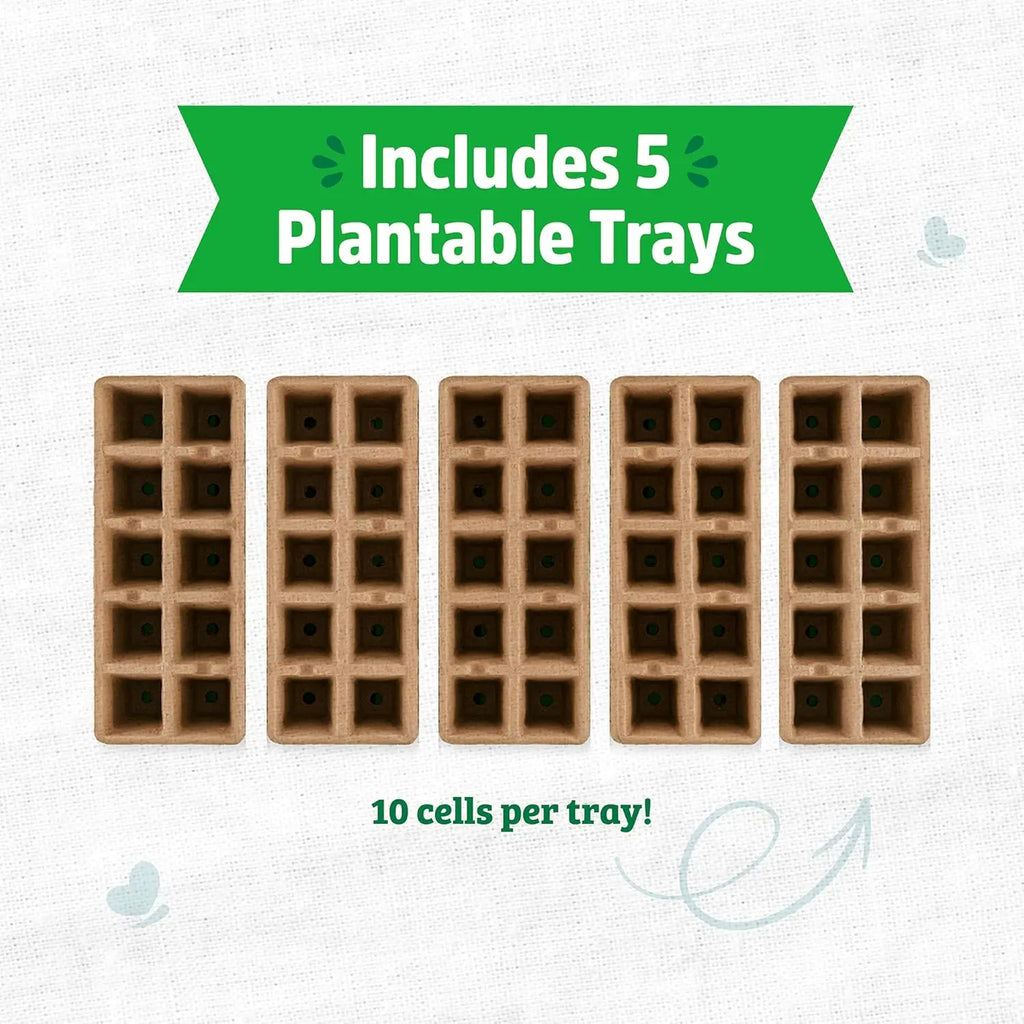 Biodegradable Seed Starter Trays, 50-Cell Peat-Free Organic Gardening Kit for Herbs Vegetables