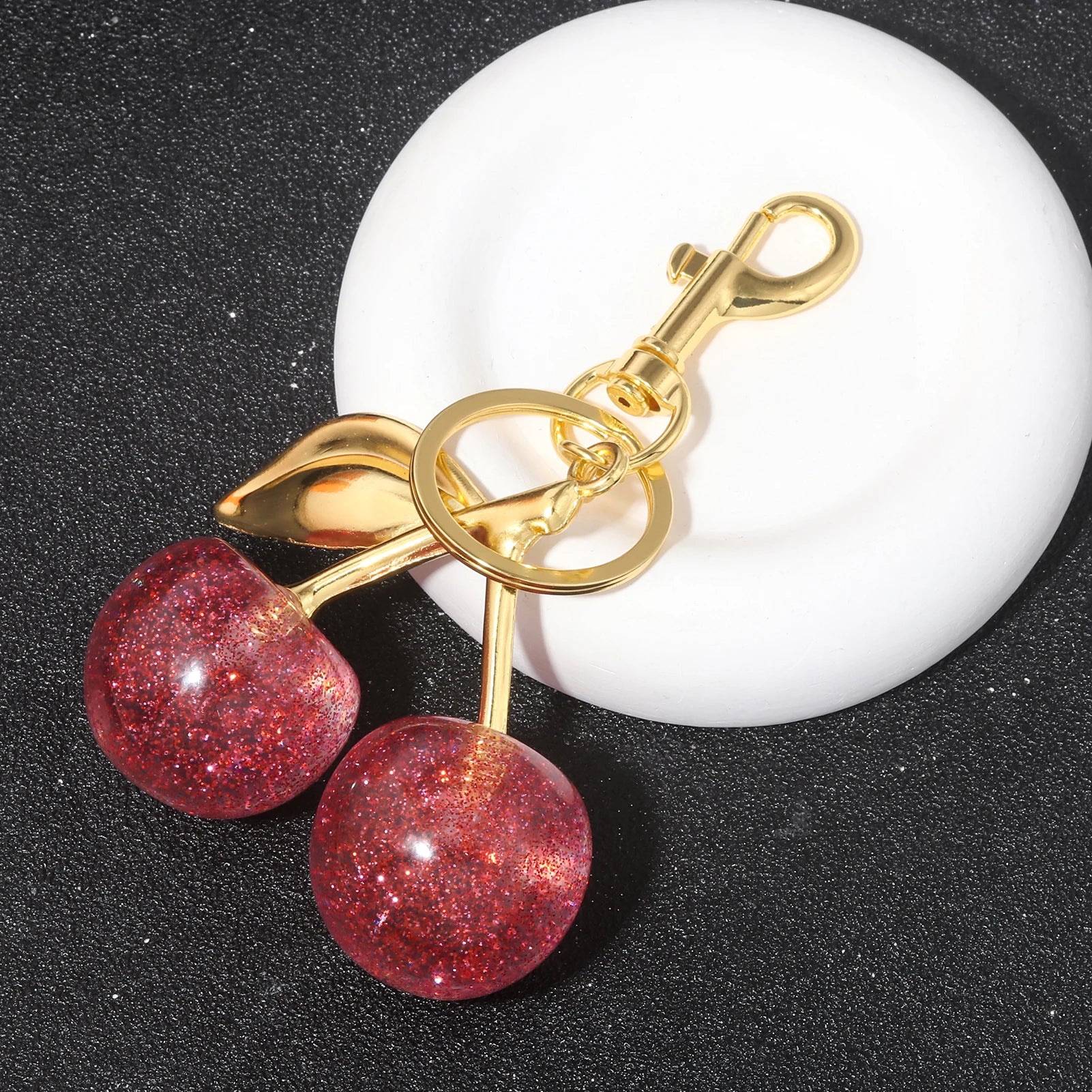 Fashion Red Cherry Keychain Pendant Summer Fruits Keyring for Women Men Bag Jewelry Accessory Gift