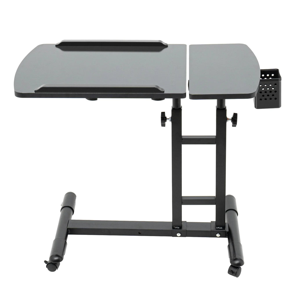 Portable Adjustable Height Tattoo Workstation Dual Surface Black Iron & Density Board Table 57.5-90cm12.5kg Load-Bearing