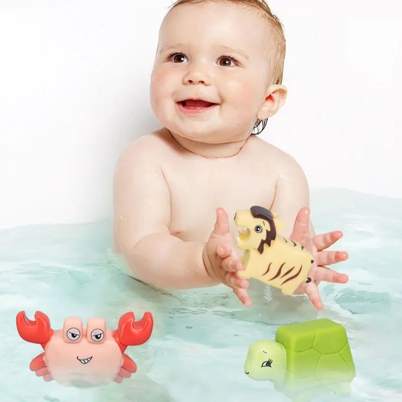 Baby Dinosaur Bath Toys for Toddler Infant Water Spraying Squeeze-sounding Dabbling Toy Floating Animals Kids Bathtub Pool Toys