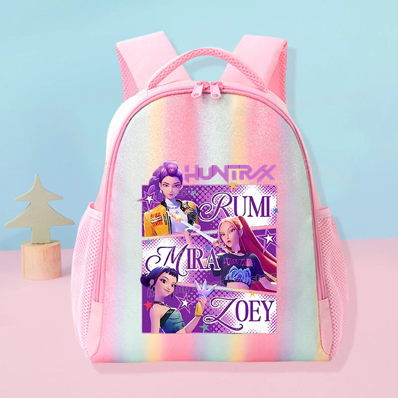 KPop Demon Hunters School Rainbow Backpack Rumi Mira Zoey Girl Student Backpack Anime Movie Women Travel Rucksack Birthday Gift