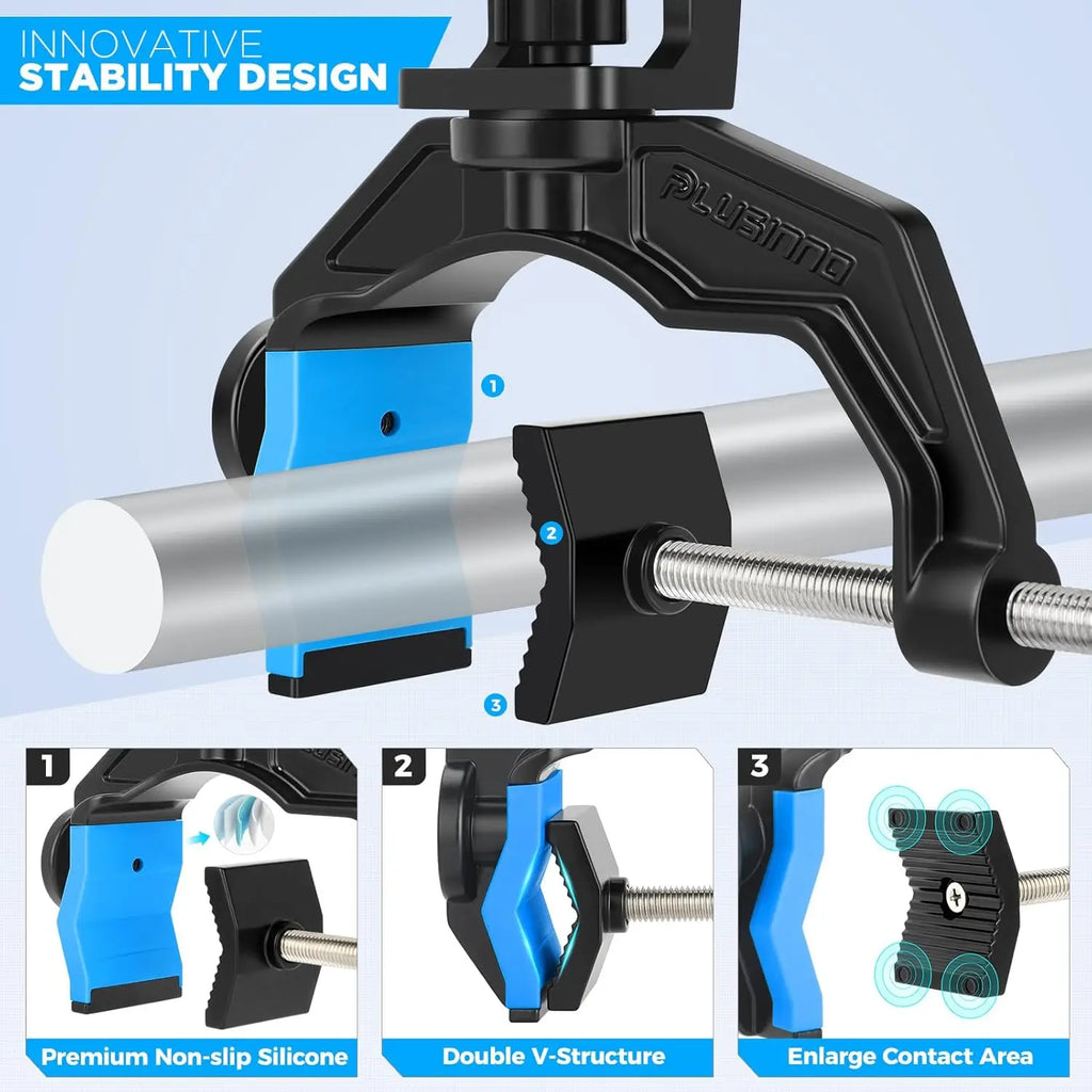 Dual-V Shaped Fishing Rod Holders for Boats, Enlarge Clamp Fits Round/Square Tubes, Fishing Gear Gifts
