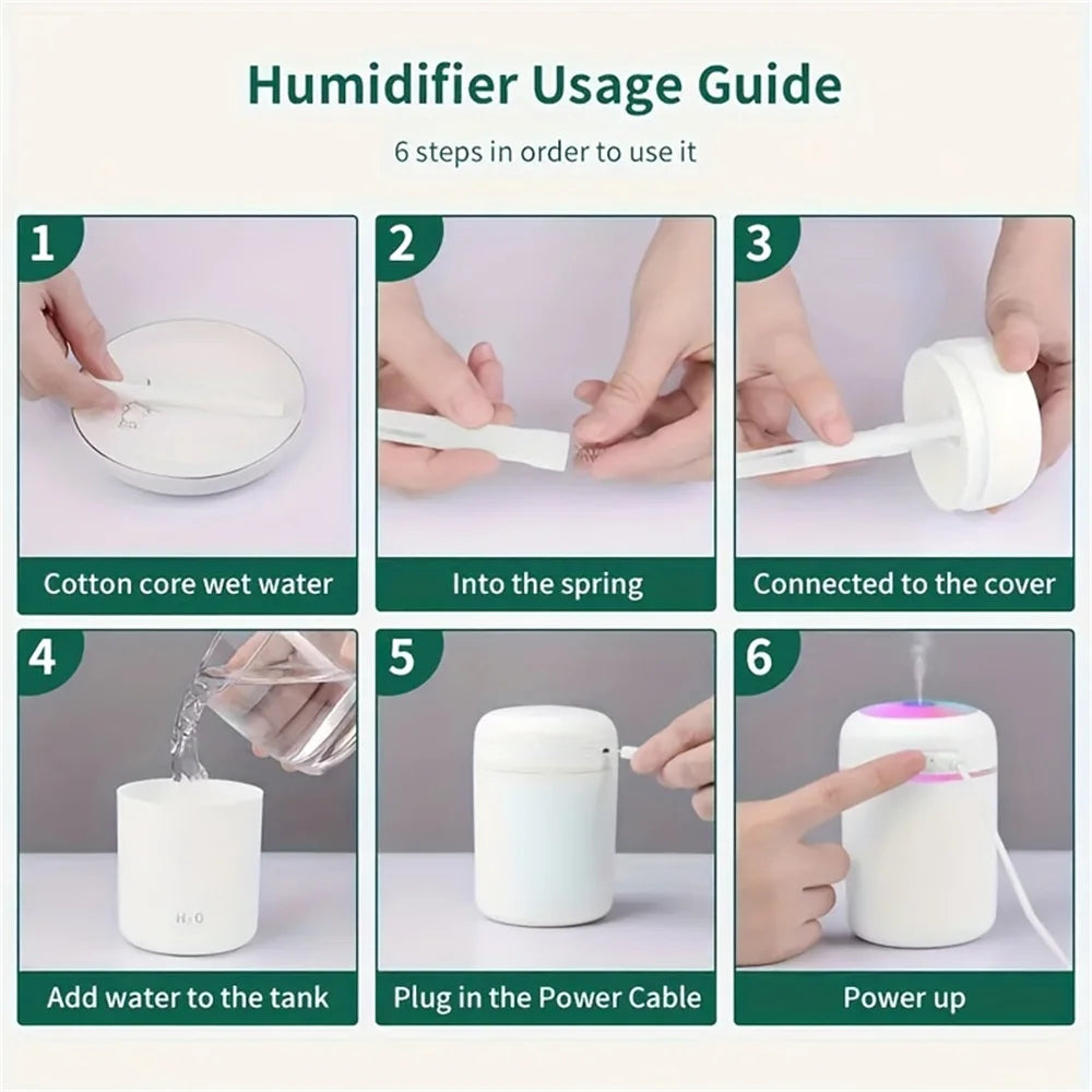 Humidificador de Auto con LED Colorido | Aromaterapia Ultrasónica | Dormitorio 💧