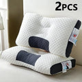 Set of two knitted cotton neck pillows, soft home pillows, dual-purpose support for side and back sleeping. Bedding gift.