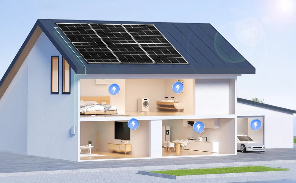 Rvpozwer 300 W Solar Panel 10BB N-Type 25% High Efficiency Monocrystalline for RV Home Rooftop Power Station Off Grid Systems
