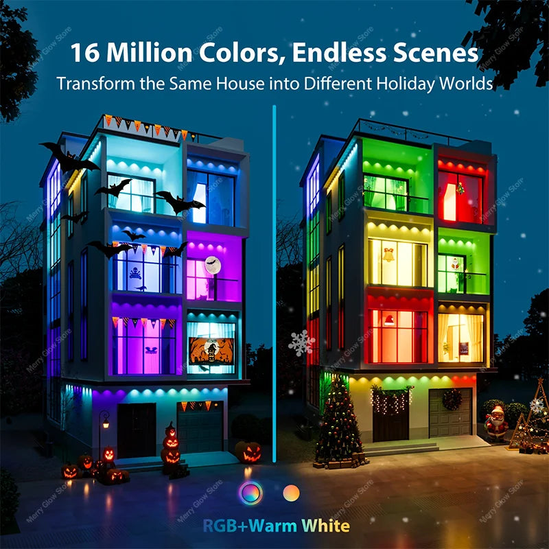 Luces Alero Exterior MIMIRGB 150FT | 90LEDs RGBIC | App Control | Sincronización Musical | Alexa | Fiestas y Navidad - Firu Total Sales