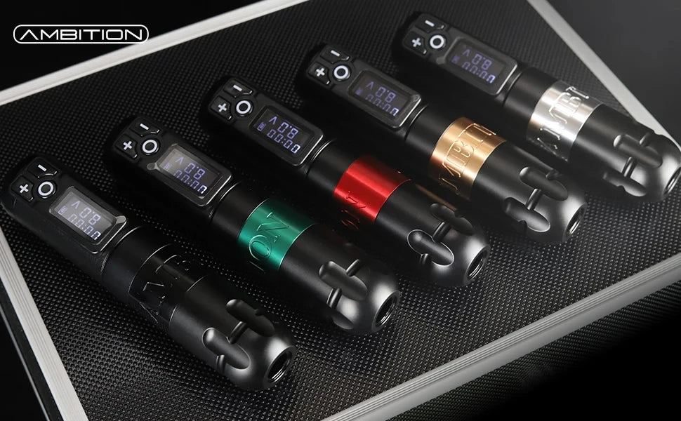 Ambition Soldier Wireless Tattoo Machine Rotaty Battery Pen 2400mAh LED Digital Display For Body Artwith Portable Power Pack