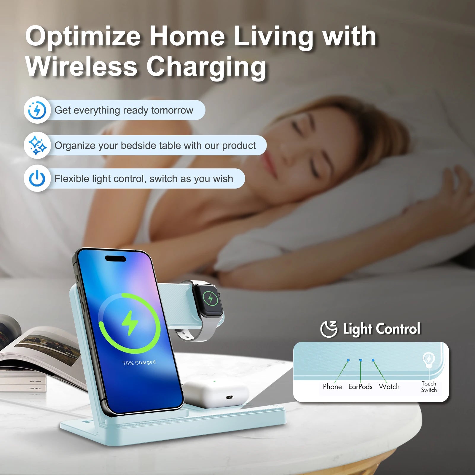 3-in-1 Magnetic Wireless Charger Stand 15W | iPhone + Apple Watch + AirPods Dock