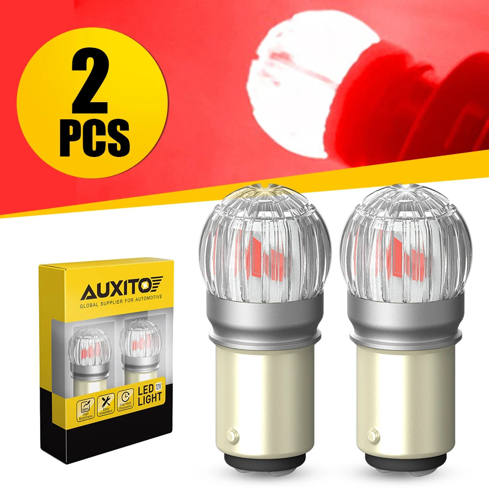 AUXITO 2Pcs BAY15D P21/5W LED Car Rear Tail Light Red 1157 LED Bulbs Auto Driving DRL Parking Brake Lamp 12V Super Bright 7507
