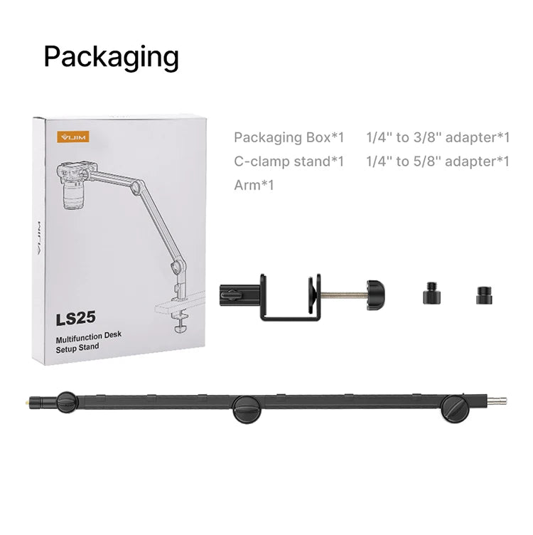 Vijim LS24 LS25 Microphone Boom Arm Stand Heavy Duty Desktop Adjustable DSLR Camera Smartphone Microphone Mount for Blue Yeti
