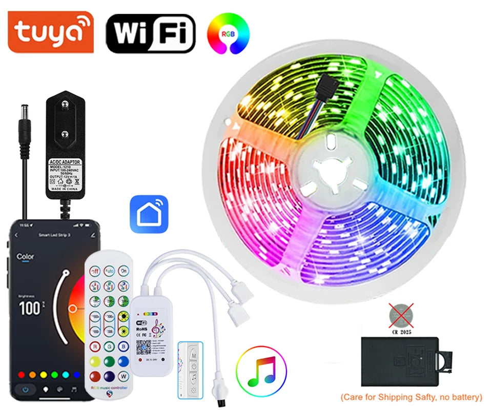 Tira LED RGB 5050 Vogliovoi WiFi | Bluetooth | Adhesiva | Tuya/Smart Life | Alexa y Google | Dormitorio - Firu Total Sales
