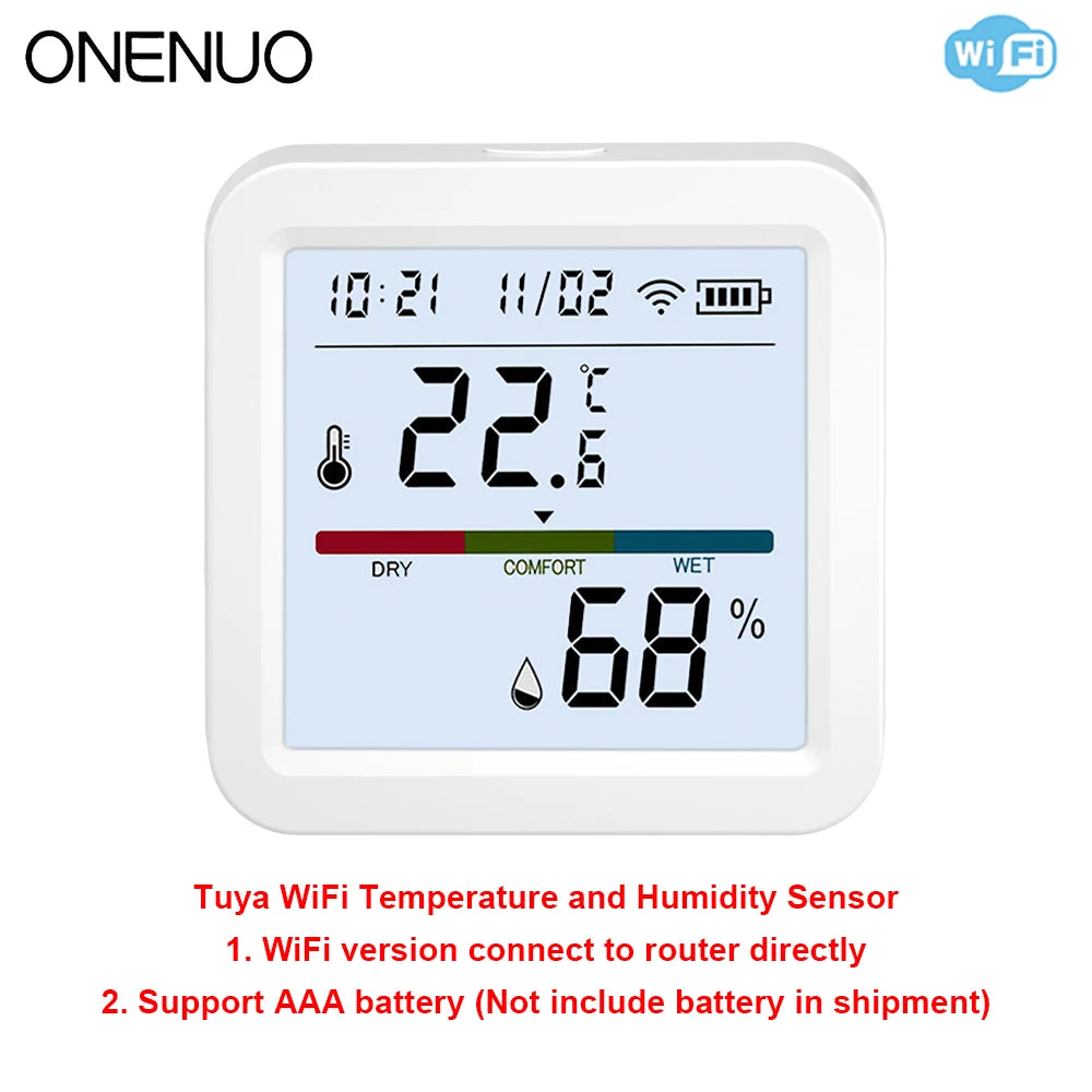 Tuya Zigbee or WiFi Temperature Humidity Sensor Home Connected Thermometer Compatible With Smart Life Alexa Google Assistant