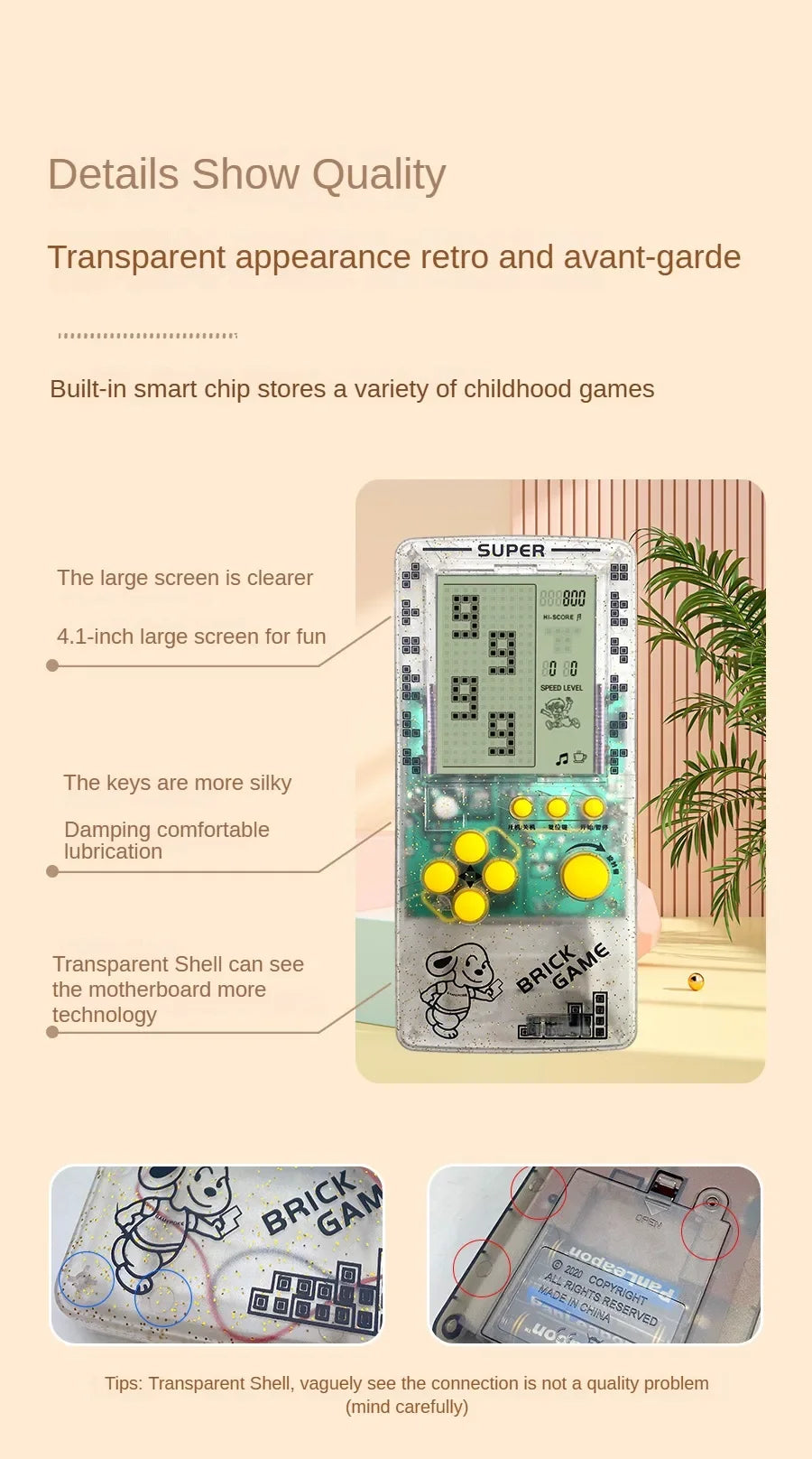 Consola Portátil Retro YTYIN 4.1 Pulgadas | Pantalla Grande | Regalo Niños | Juegos Educativos - Firu Total Sales