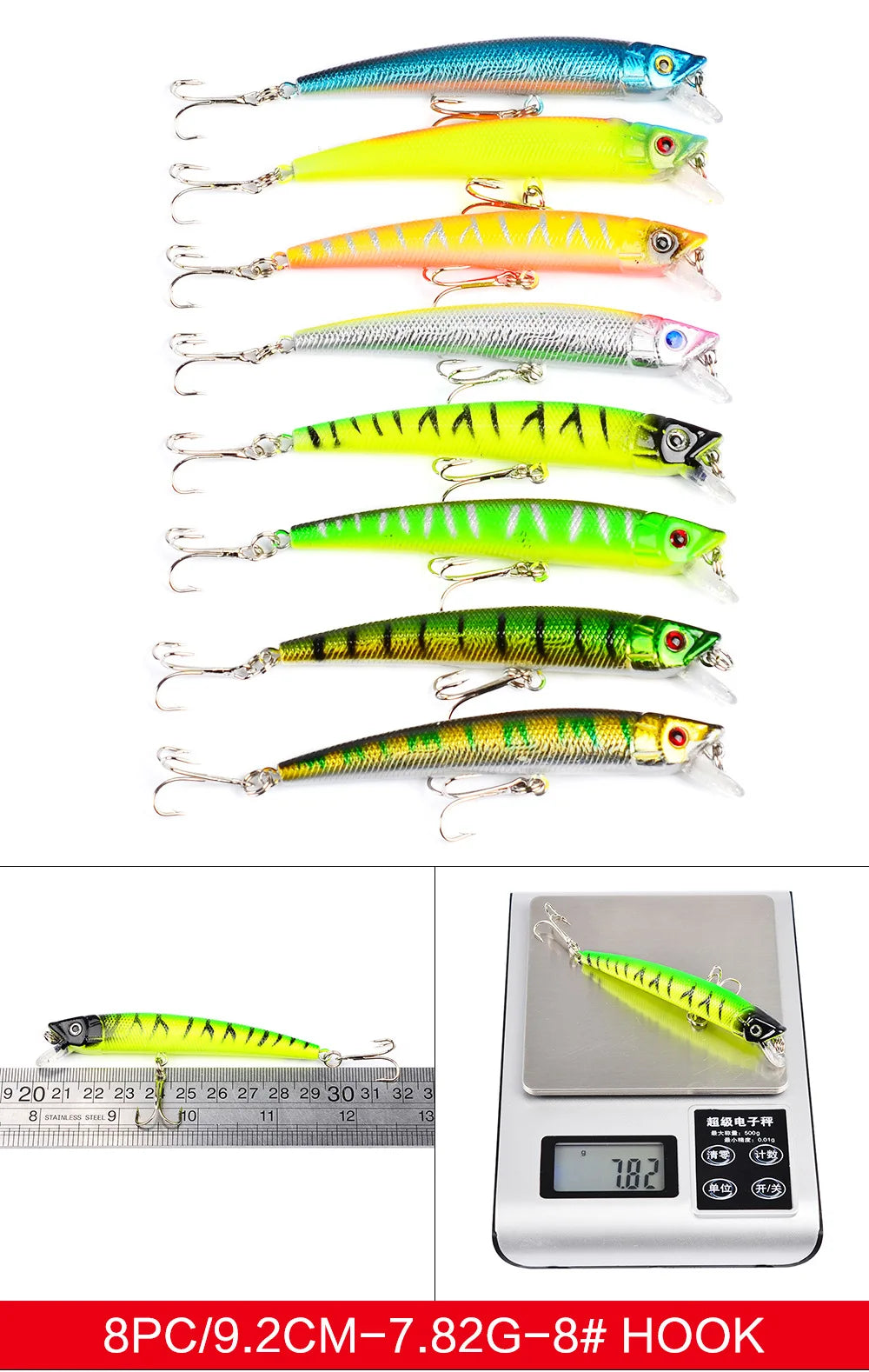 Set Múltiple Señuelos Ruia | Minnow Biónico | Crankbait Hundimiento | Bass | Wobbler con Anzuelos Triples - Firu Total Sales