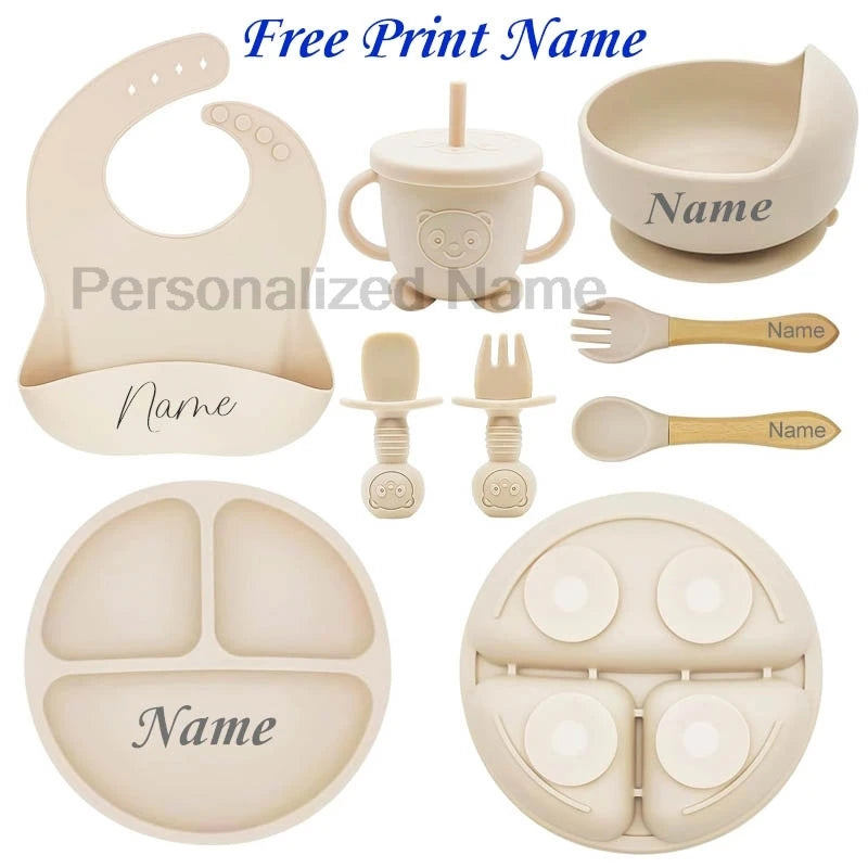 Set de Alimentación Personalizado para Bebé | Silicona | Plato, Bol y Vaso | Regalo 🍼