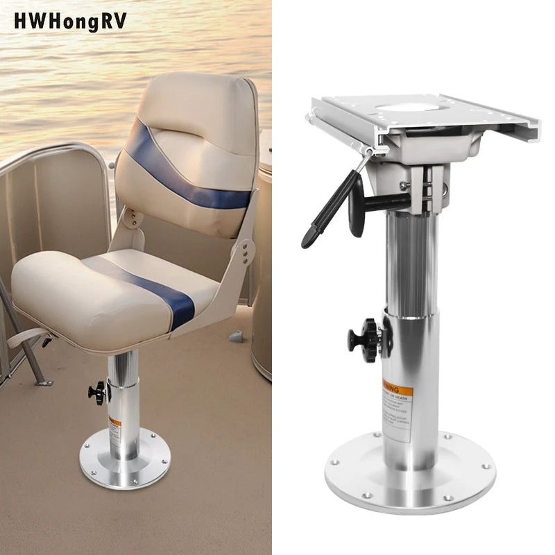Aluminum Adjustable Height Locking Boat Seat Pedestal with Slide，Boat Chair Base with height adjustable from 13inch to 19 inches