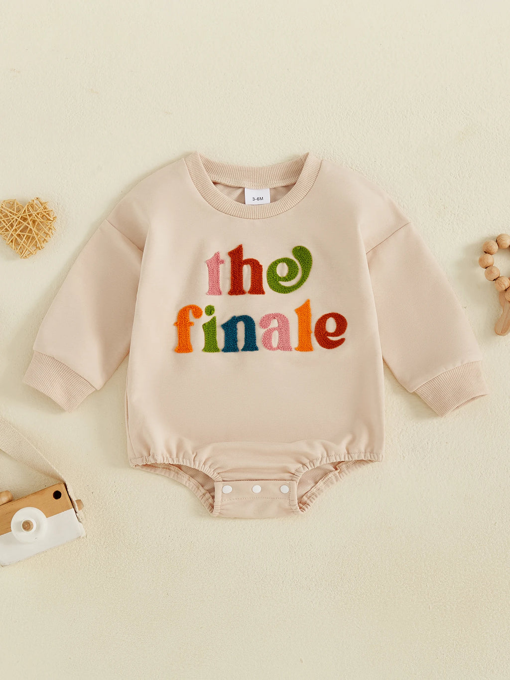 Baby Sweatshirt Romper Colorful Letter Embroidery Long Sleeve Crew Neck Bodysuit Newborn Playsuit - Firu Total Sales
