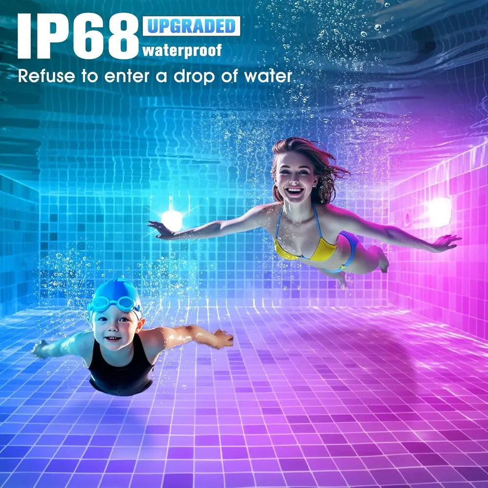 Submersible Pool Lights with Remote, High BrightnSwimming Led Pool Lights or Above Ground Pools Waterproo, 9 es Underwater Magne