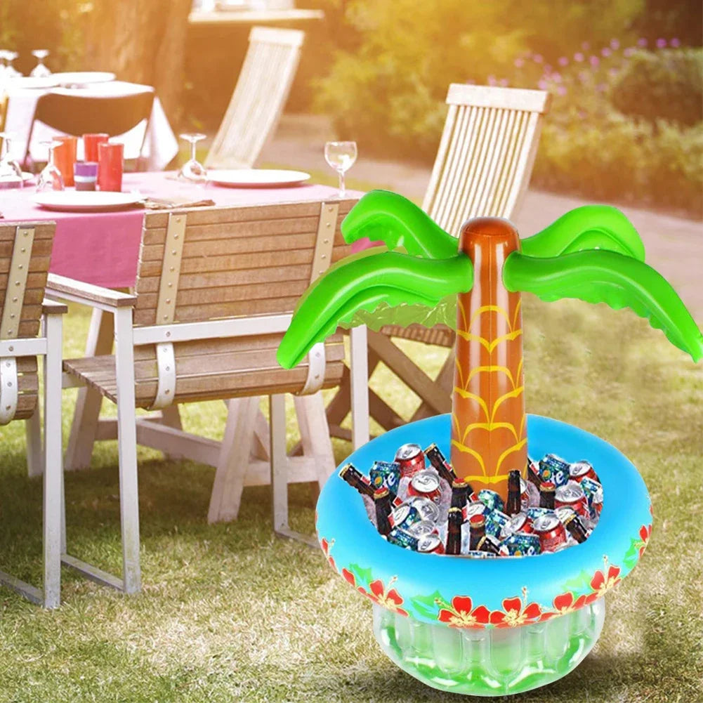 1/2PCS Inflatable Palm Tree Ice Bucket Bear Cooler Drink Holder Hawaiian Birthday Decoration Summer Beach Pool Party Accessories