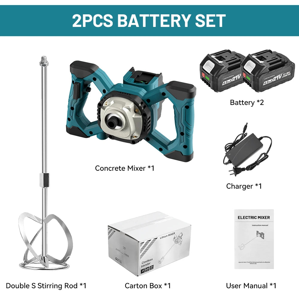 6 Speed Brushless Electric Concrete Mixer Paddle Mix Cordless Cement Mortar Plaster Blender Paint Mix Rod For makita 18v battery