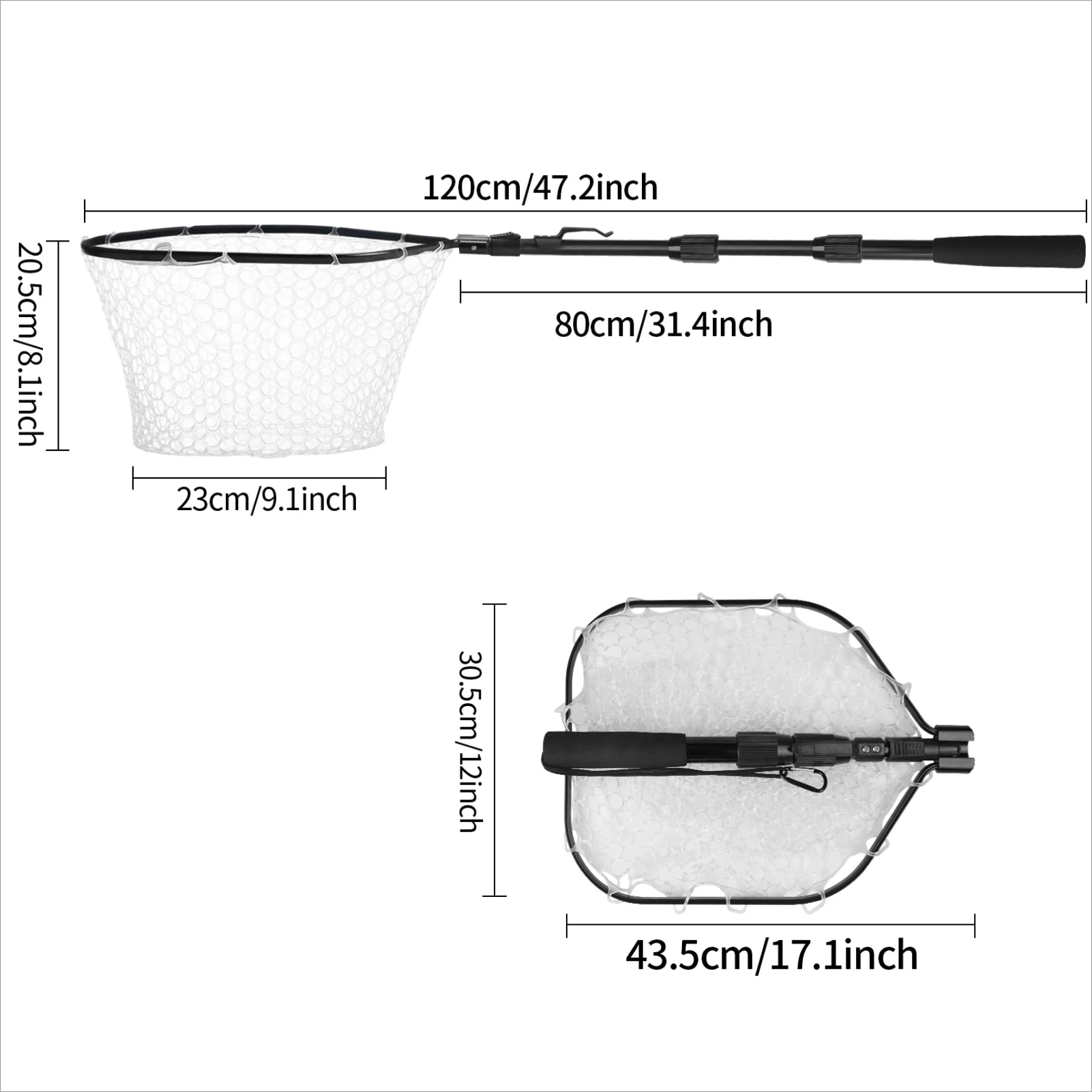 Extendable Folding Fishing Landing Net 55‑190cm Aluminum Alloy Mesh Safe Fish Catching & Releasing
