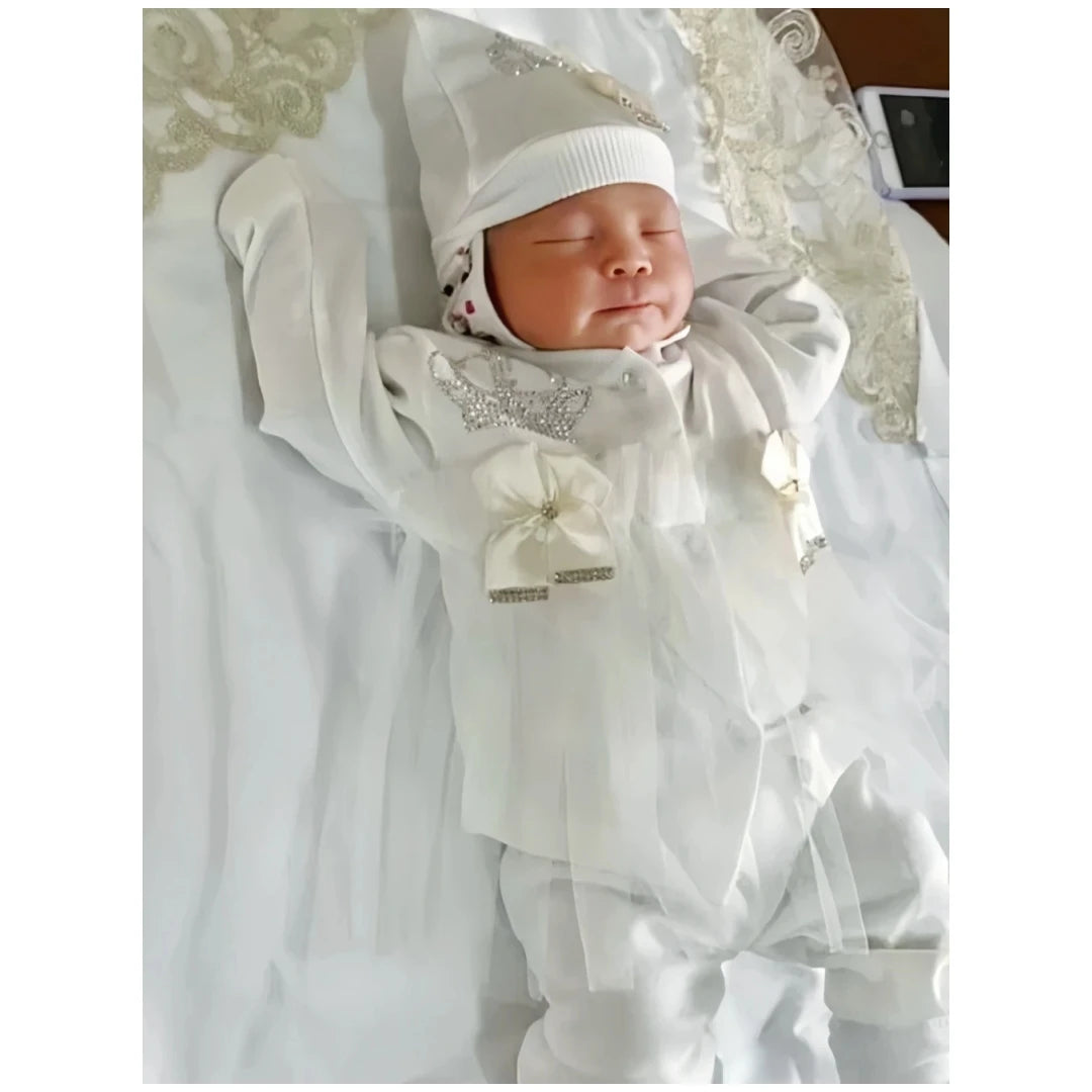 Customized Name Newborn Baby Boss Embroidery Lace Romper Outfit Infant Wrapped Baby Products Pants Mittens Receiving Blanket