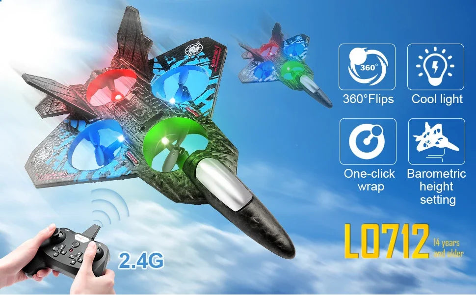 Avión RC Planeador EPP Foam 2.4G con Luces | Control por Gravedad | Regalo Niños ✈️ - Firu Total Sales