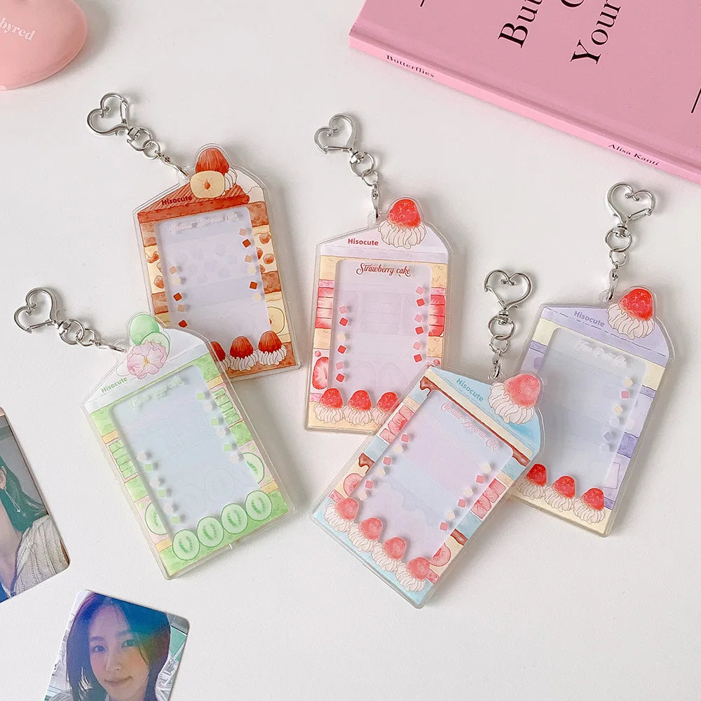 MINKYS Summer Fruit Acrylic 3 inch Kpop Photocard Holder Photo Card Holder Bag Pendant School Stationery