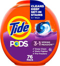 76-Count Laundry Detergent Pods: 3-in-1 Stain Remover, Odor Fighter & Color Protector, HE Compatible with Spring Meadow Scent