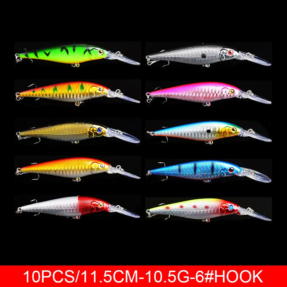Set Múltiple Señuelos Ruia | Minnow Biónico | Crankbait Hundimiento | Bass | Wobbler con Anzuelos Triples - Firu Total Sales