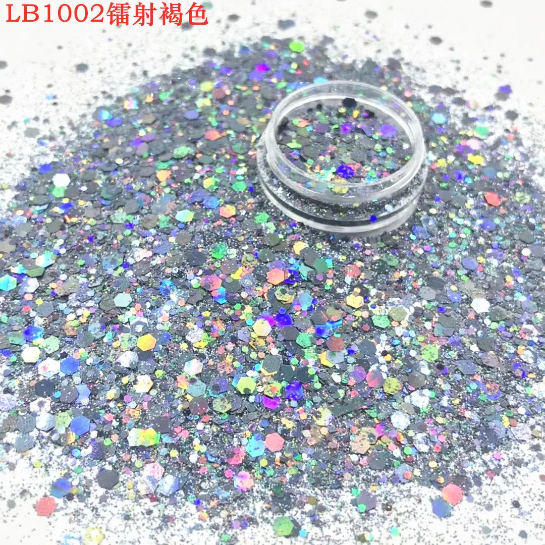24 Colors Holographic Chunky Glitter 24 Colors Total Laser Nail Glitter Flakes Chunky Holographic Laser Nail Glitter 2030