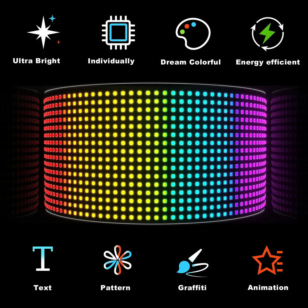 Panel LED RGB GCTECHING Programable | Bluetooth App | Texto Desplazable | Camión y Coche | DIY - Firu Total Sales
