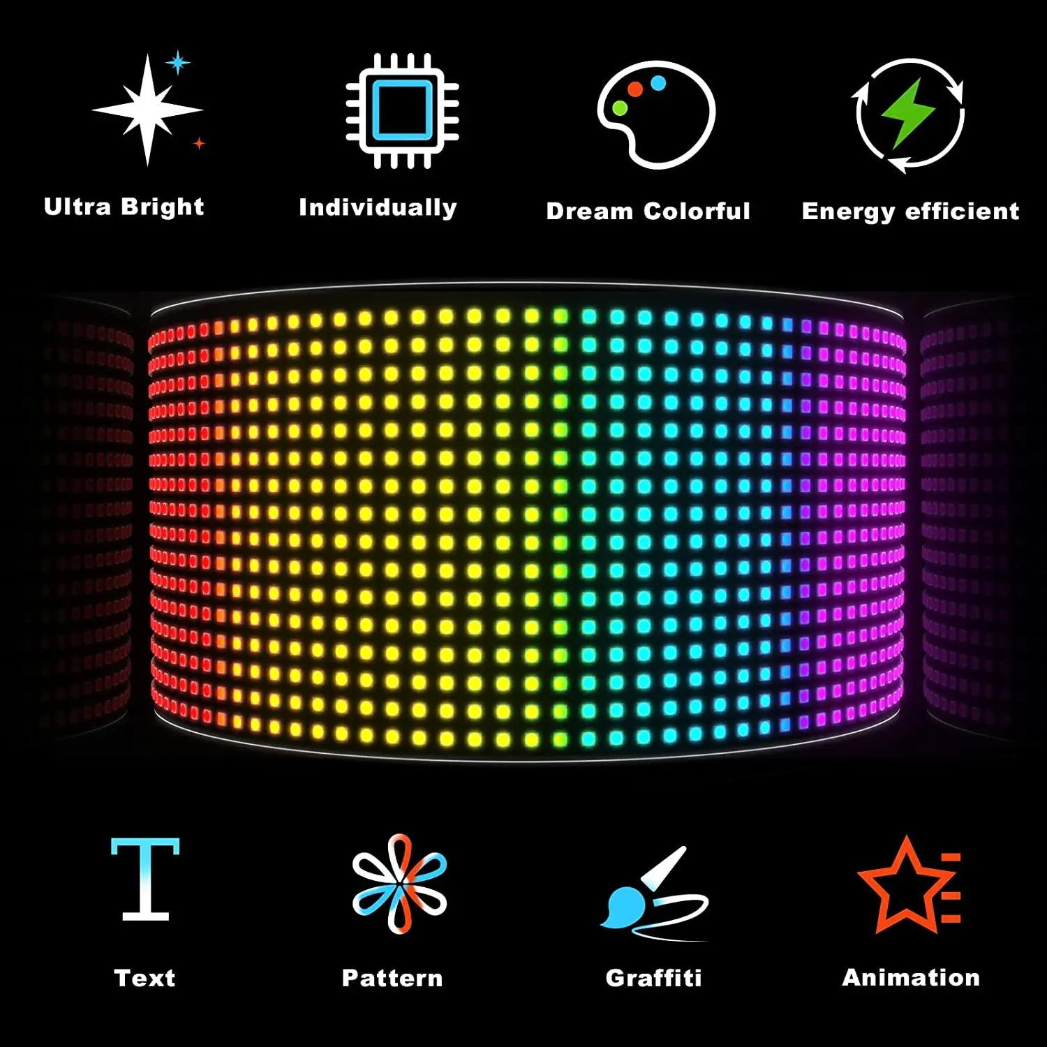 Panel LED RGB GCTECHING Programable | Bluetooth App | Texto Desplazable | Camión y Coche | DIY - Firu Total Sales