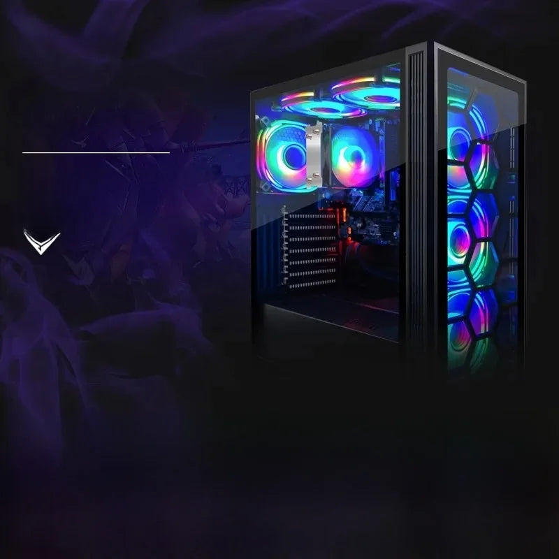 RGB Desktop PC Computer, AMD Ryzen 5 3400G up to 4.2GHz, 16G DDR4, 512G SSD, WiFi 6 & BT 5.2, RGB Fan x6, RGB Keyboard