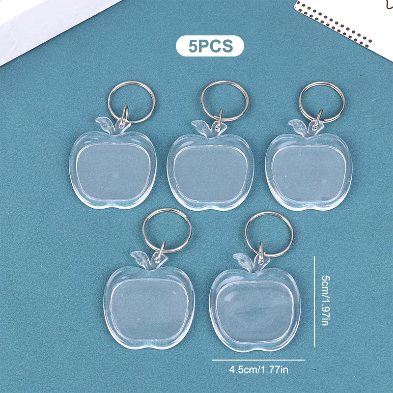 5pcs Blank Photo Frame Keychain Clear Acrylic Keyring Insert Photo Split Key Pendant DIY Key Holder Couple Anniversary Gifts