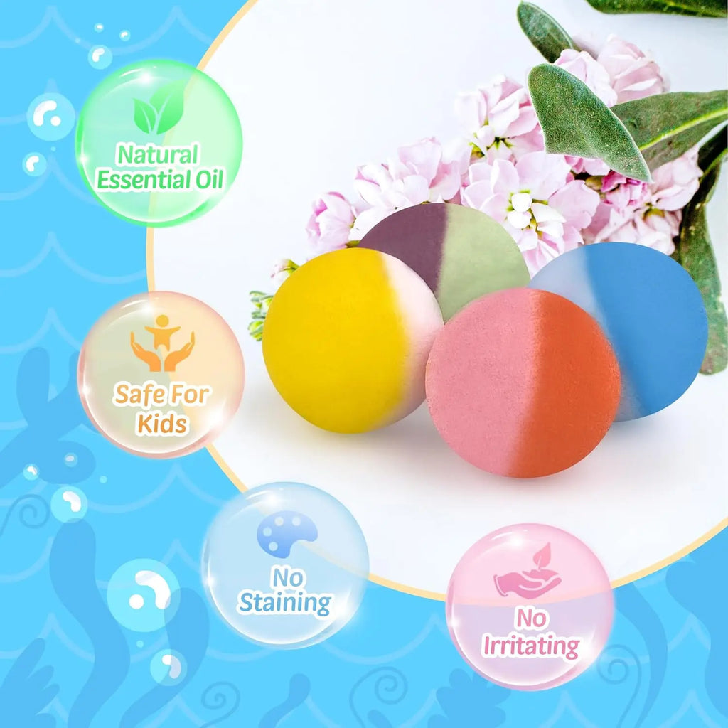 48pcs Kids Bath Bombs with Toys Inside, Organic Colorful Bubble Bath Safe for Children, Birthday Party Easter Gift Set