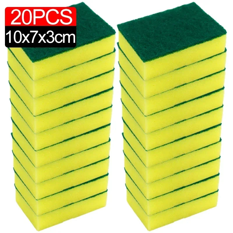 100/1Pcs Kitchen Dishwashing Sponge Soft Absorbent Clean Rub Pot Rust Scouring Pad Removing Kits Household Cleaning Brush Sponge