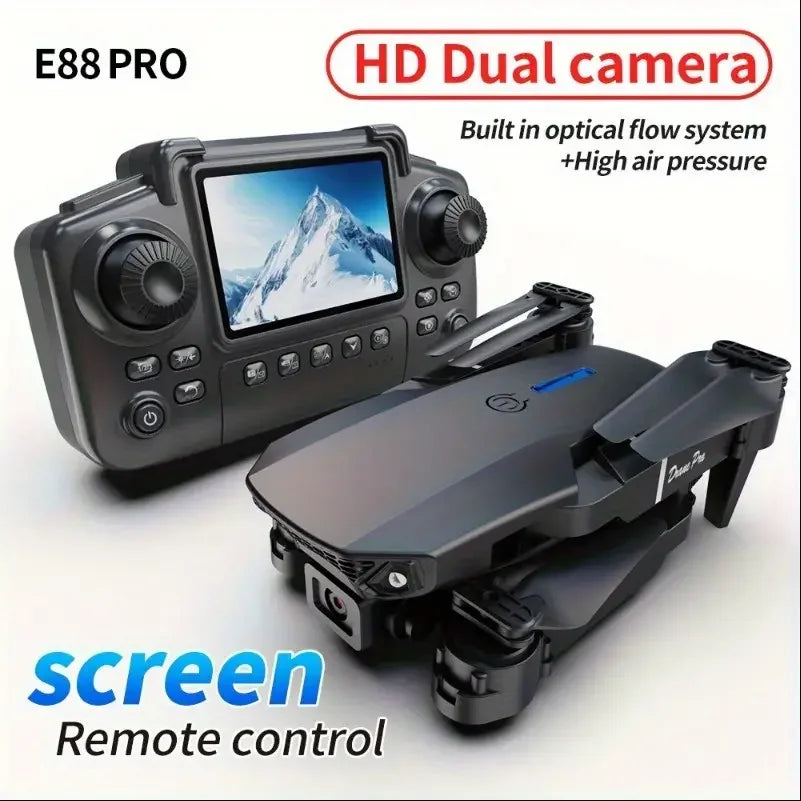 Drone E88 2025 | Cámara Dual HD 1080P | Control por Pantalla Sin Teléfono | GPS | WiFi | Despegue 1 Tecla | Resistente a Golpes