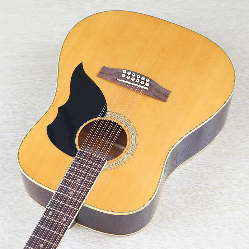 Guitarra Acústica de 12 Cuerdas 41" | Madera Spruce | Diseño Folk | Negro y Natural 🎸