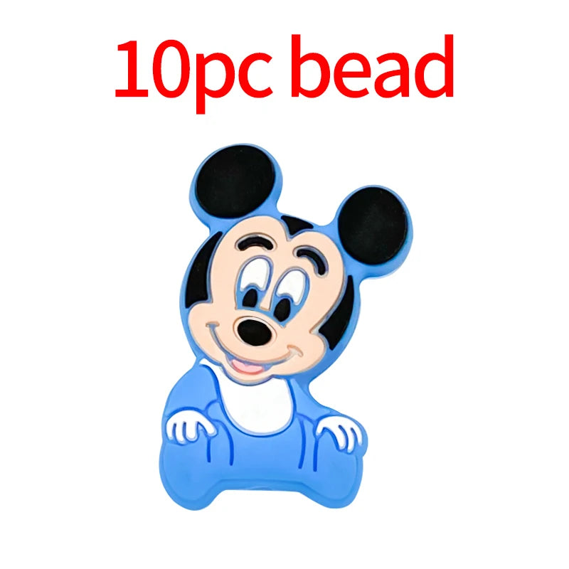 1/3/10pcs Silicone Mickey Teething Beads Food Grade Cartoon Shape Baby Teethers Toys DIY Pacifier Clips Chain Accessories